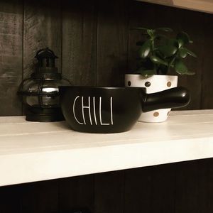 Rae Dunn Black Chili bowl with hot handle